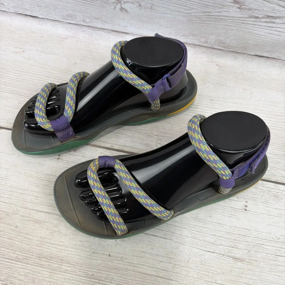 The North Face Women's 8 Skeena Outdoor Rope Sandals Gray Teal Purple Yellow